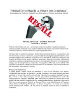 flyer for Medical Device Recalls