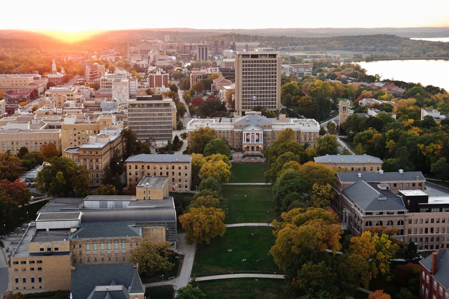 Aerial view of UW Madison campus