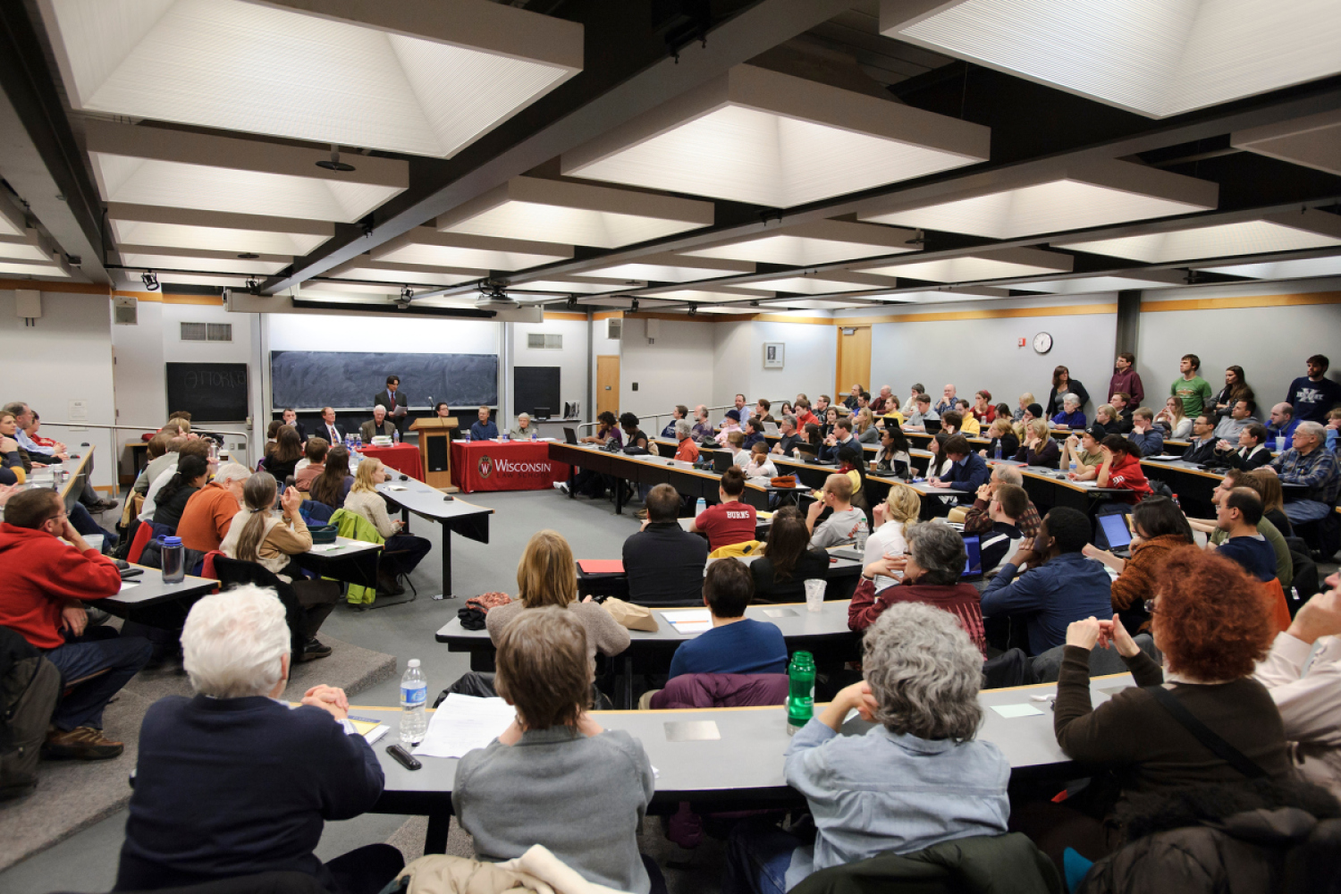 Godfey and Kahn Hall filled with people for a talk