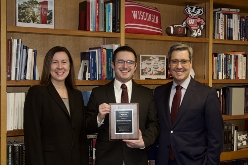 Dean Daniel Tokaji, Winner Nicholas Surprise, and LRW Professor Ashby Fox